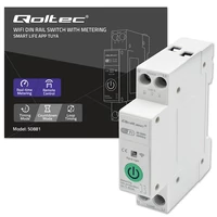 Qoltec Wi-Fi okos relé DIN sínre, 63A árammérővel – TUYA / Smart Life kompatibilis