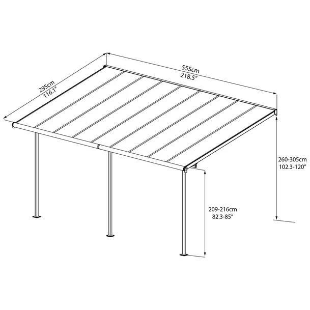 Palram Sierra 5400 alumínium pergola - 3x5,46 antracit