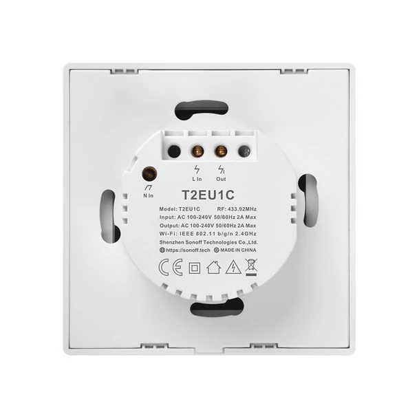 Sonoff TX T2 EU 1C WiFi + RF vezérlésű, távvezérelhető, érintős villanykapcsoló