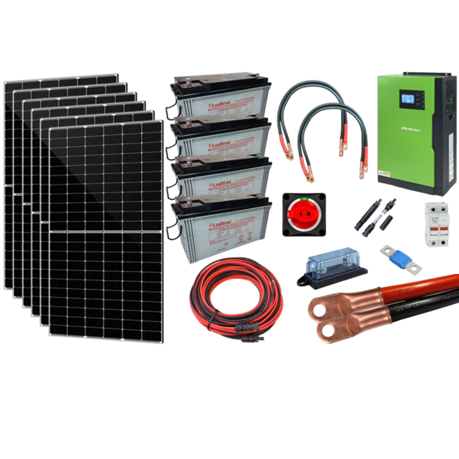 Szigetüzemű napelem rendszer kész szett 6x415W napelem, akku 5,7kWh