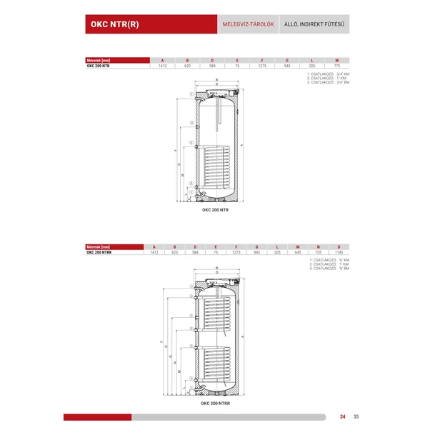 Drazice OKC 200 NTR álló, 1 hőcserélős indirekt tároló