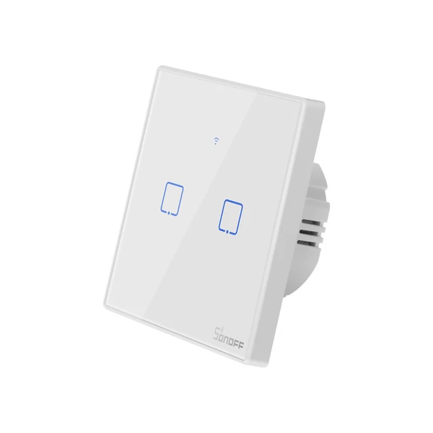 Sonoff TX T2 EU 2C WiFi + RF vezérlésű, távvezérelhető, érintős dupla/csillár villanykapcsoló