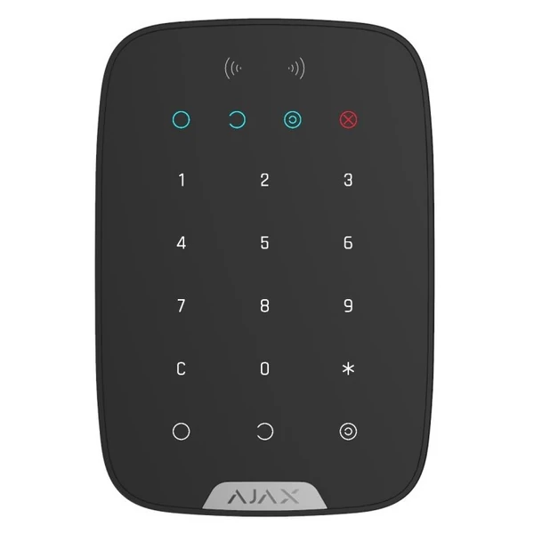 AJAX Keypad - Vezeték nélküli érintés vezérelt kezelő panel, LED visszajelzés - Fekete