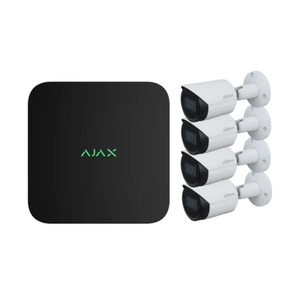 AJAX NVR BL - 8 Csatornás hálózati rögzítő - Fekete +4 db Dahua 2Mpx-es IP kamera