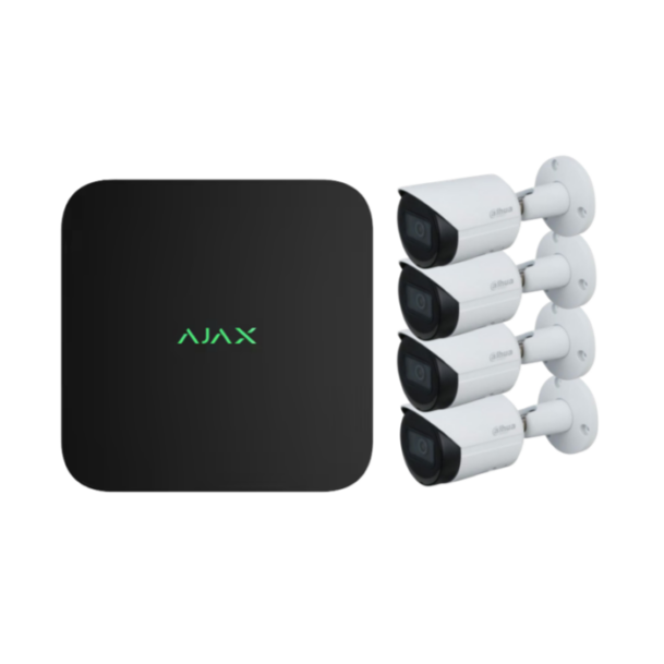 AJAX NVR BL - 8 Csatornás hálózati rögzítő - Fekete +4 db Dahua 2Mpx-es IP kamera