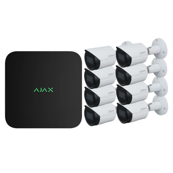 AJAX NVR BL - 16 Csatornás hálózati rögzítő - Fekete +8db Dahua 2Mpx-es IP kamera